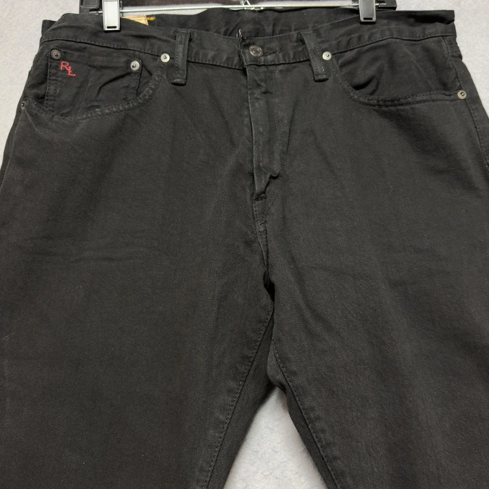 Polo Ralph Lauren Hampton Straight Black Denim Jeans‎ Mens 35x30 Cotton RL Logo